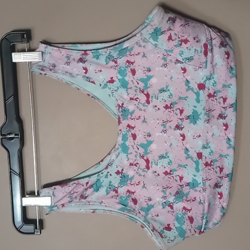 Athletic Works Purple/Teal Splatter Patterned Sports Bra Size 38